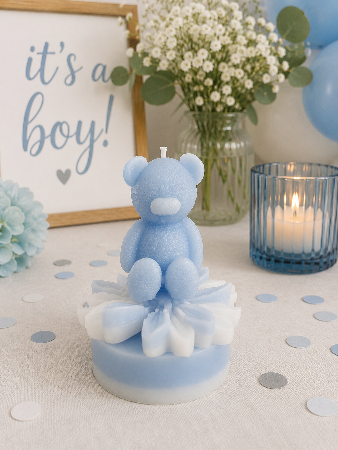 Teddy Bear with Daisy Baby Shower Favor or Gift